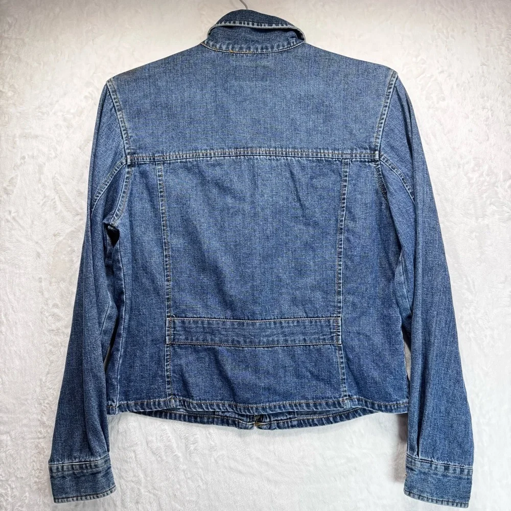Vintage 90s Y2K The Limited Jeans Denim Trucker Jacket Zip Front 100% Cotton
